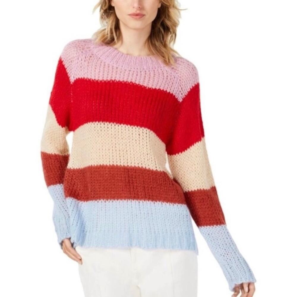 J.O.A. Colorblock Stripe Chunky Knit Pullover Swe… - image 7